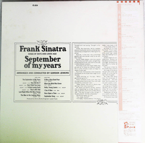 Frank Sinatra - September Of My Years (Vinyl, LP, Album, Reissue, S...