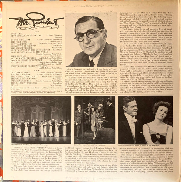 Various - Mr. President - Original Broadway Cast (Vinyl, LP, Album, Stereo) Very Good Plus (VG+) / Very Good Plus (VG+)