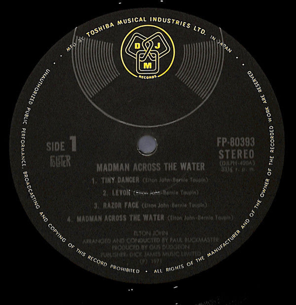 Elton John - Madman Across The Water (Vinyl, LP, Album, Reissue, Stereo) Very Good Plus (VG+) / Very Good Plus (VG+)