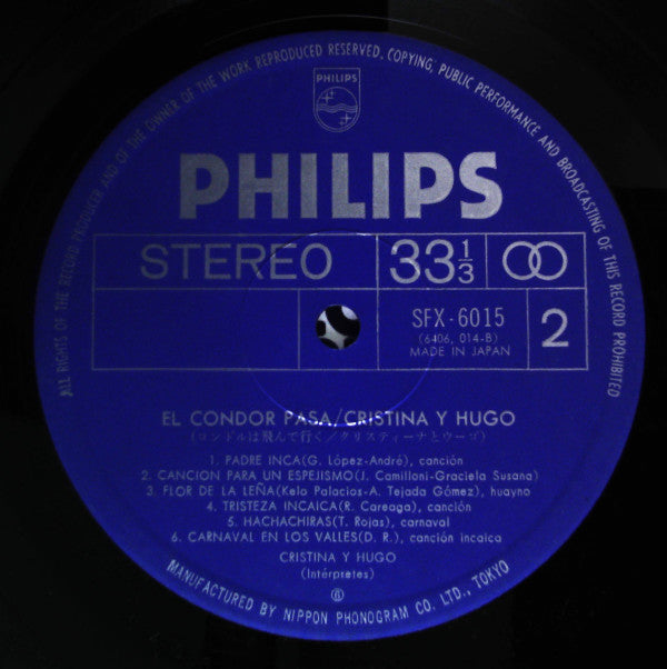 Cristina Y Hugo - El Condor Pasa (Vinyl, LP, Compilation, Stereo) Very Good (VG) / Very Good (VG)