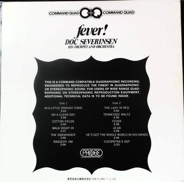 Doc Severinsen And His Orchestra - Fever! (Vinyl, LP, Album, Transcription, Quadraphonic) Very Good Plus (VG+) / Very Good (VG)