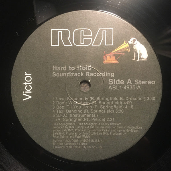 Rick Springfield - Hard To Hold - Soundtrack Recording (Vinyl, LP, Album, Stereo) Very Good (VG) / Very Good (VG)