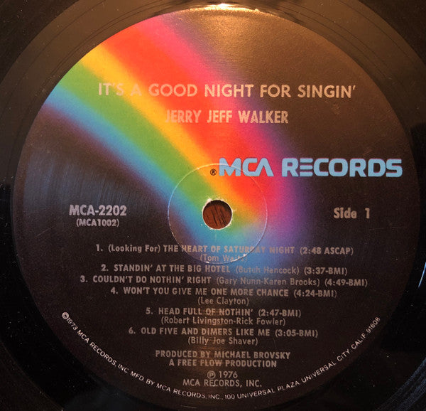 Jerry Jeff Walker - It's A Good Night For Singin' (Vinyl, LP, Album) Good Plus (G+) / Good Plus (G+)