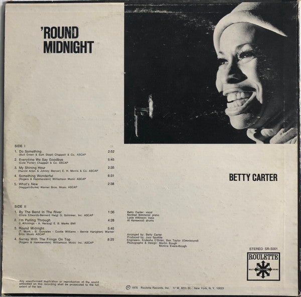 Betty Carter - Round Midnight (Vinyl, LP, Album) Very Good (VG) / Very Good (VG)