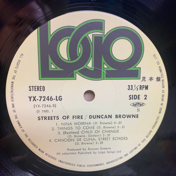 Duncan Browne - Streets Of Fire (Vinyl, LP, Album, Promo, Stereo) Very Good Plus (VG+) / Very Good (VG)