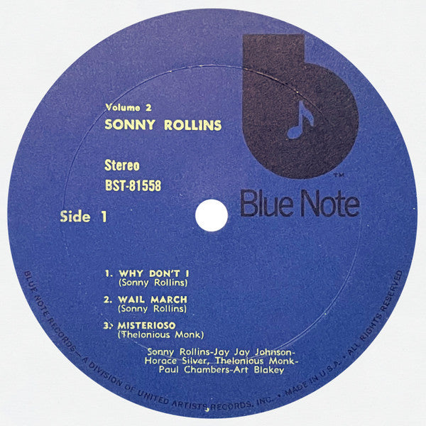 Sonny Rollins - Sonny Rollins Vol. 2 (Vinyl, LP, Album, Reissue, Stereo) Very Good Plus (VG+) / Very Good Plus (VG+)