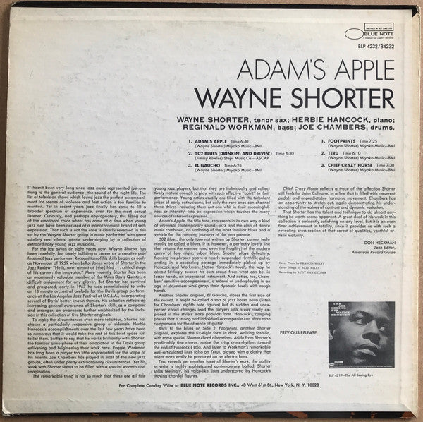 Wayne Shorter - Adam's Apple (Vinyl, LP, Album, Stereo) Good Plus (G+) / Poor (P)