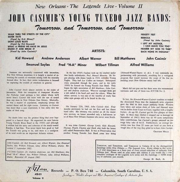 The Young Tuxedo Jazz Bands - Tomorrow, And Tomorrow, And Tomorrow (Vinyl, LP, Album) Very Good (VG) / Very Good (VG)