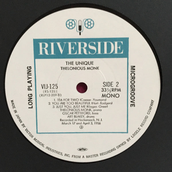 Thelonious Monk - The Unique Thelonious Monk (Vinyl, LP, Album, Reissue, Mono) Very Good Plus (VG+) / Very Good Plus (VG+)