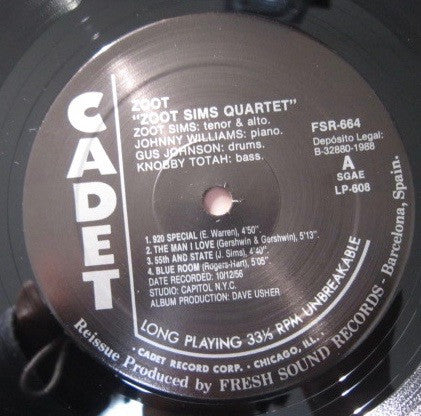 Zoot Sims Quartet - Zoot (Vinyl, LP, Album, Reissue) Very Good Plus (VG+) / Very Good Plus (VG+)