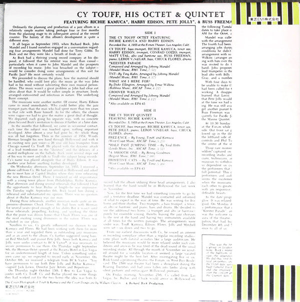 Cy Touff - His Octet & Quintet (Vinyl, LP, Promo, Reissue, Mono) Very Good Plus (VG+) / Good Plus (G+)