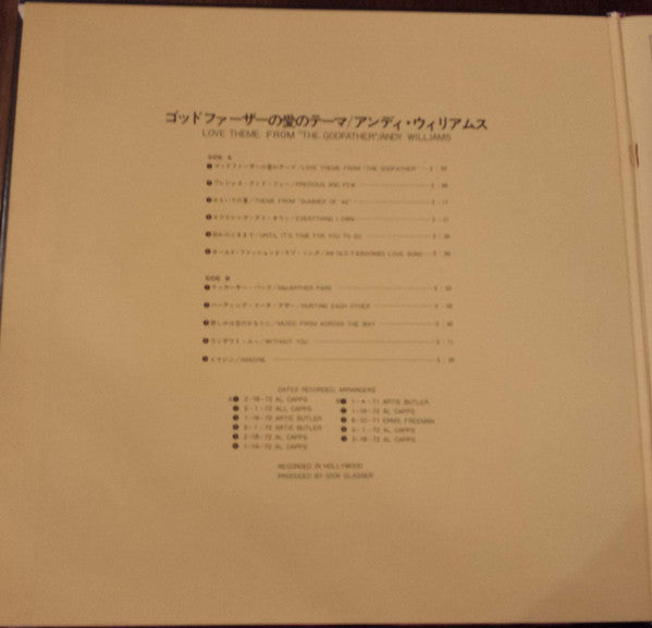 Andy Williams - Love Theme From "The Godfather" (Vinyl, LP, Album) Very Good (VG) / Very Good (VG)
