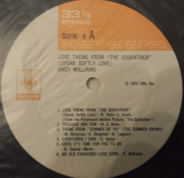 Andy Williams - Love Theme From "The Godfather" (Vinyl, LP, Album) Very Good (VG) / Very Good (VG)