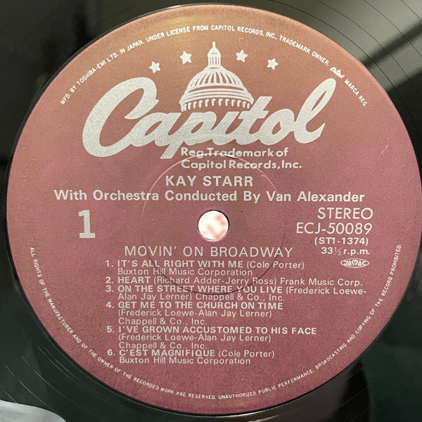 Kay Starr - Movin' On Broadway (Vinyl, LP, Album, Reissue, Stereo) Very Good Plus (VG+) / Very Good Plus (VG+)