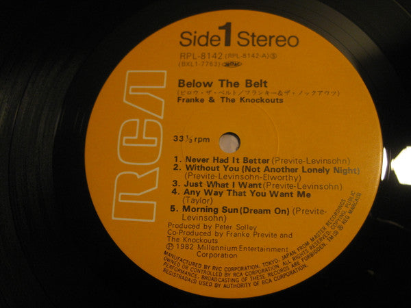 Franke & The Knockouts - Below The Belt (Vinyl, LP, Album) Very Good Plus (VG+) / Very Good (VG)