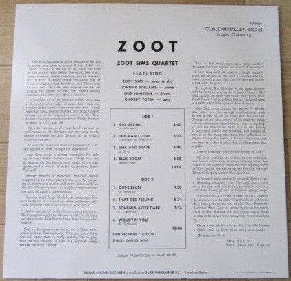 Zoot Sims Quartet - Zoot (Vinyl, LP, Album, Reissue) Very Good Plus (VG+) / Very Good Plus (VG+)