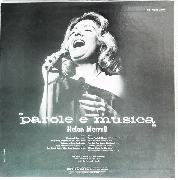 Helen Merrill - Parole E Musica (Vinyl, LP, Album, Promo) Very Good Plus (VG+) / Very Good Plus (VG+)