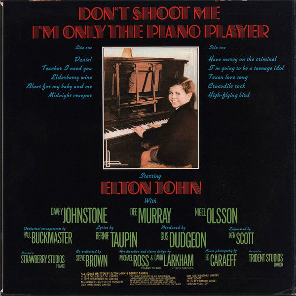 Elton John - Don't Shoot Me I'm Only The Piano Player (Vinyl, LP, Album, Reissue, Stereo) Very Good Plus (VG+) / Very Good (VG)