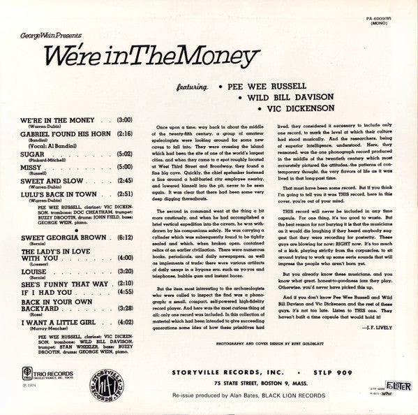 Pee Wee Russell - We're In The Money (Vinyl, LP, Album, Reissue, Mono) Very Good Plus (VG+) / Good Plus (G+)