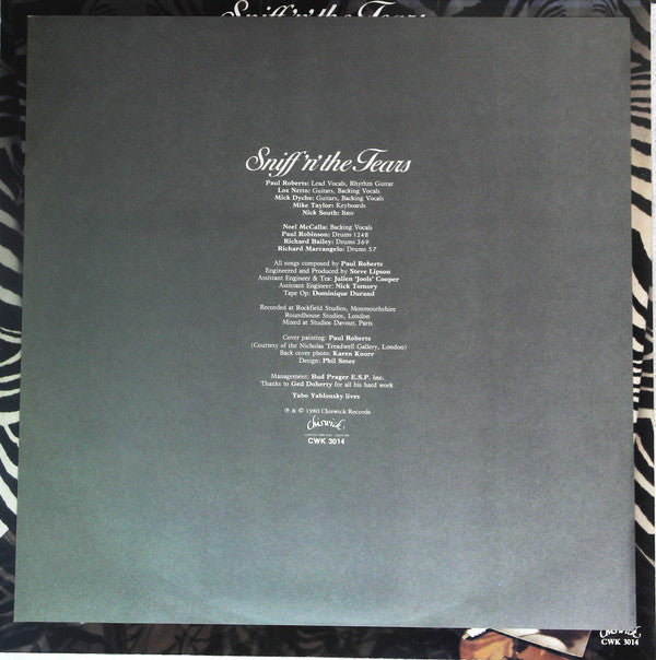Sniff 'n' the Tears - The Game's Up (Vinyl, LP, Album) Very Good (VG) / Very Good Plus (VG+)