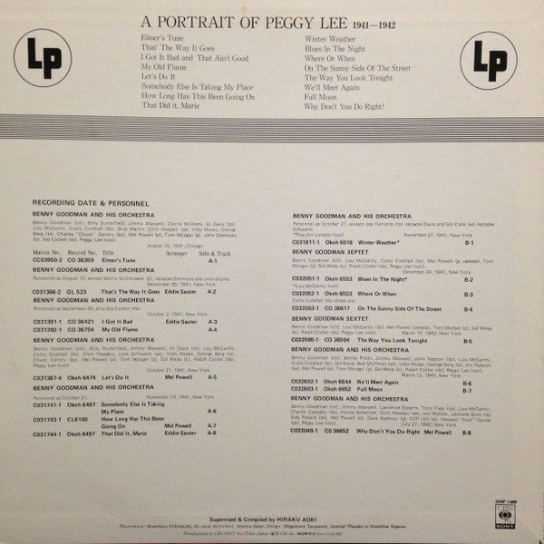 Peggy Lee - A Portrait Of Peggy Lee 1941 - 1942 (Vinyl, LP, Compilation) Very Good Plus (VG+) / Very Good Plus (VG+)