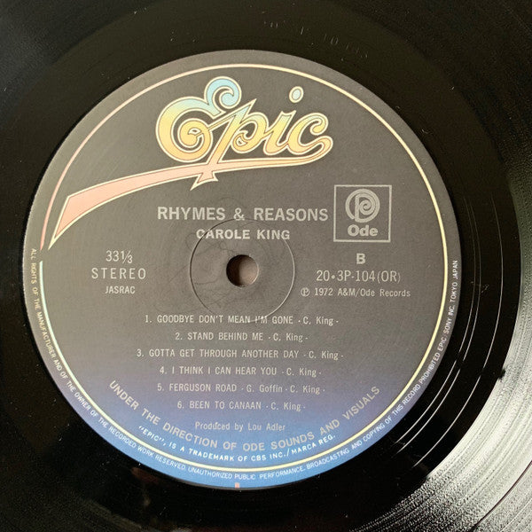 Carole King - Rhymes & Reasons (Vinyl, LP, Album) Good Plus (G+) / Very Good (VG)