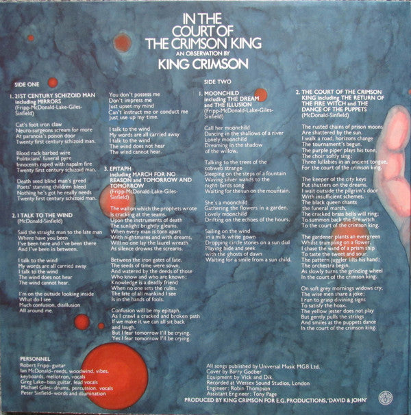 King Crimson - In The Court Of The Crimson King (An Observation By King Crimson) (Vinyl, LP, Album, Reissue, Stereo) Very Good Plus (VG+) / Near Mint (NM or M-)