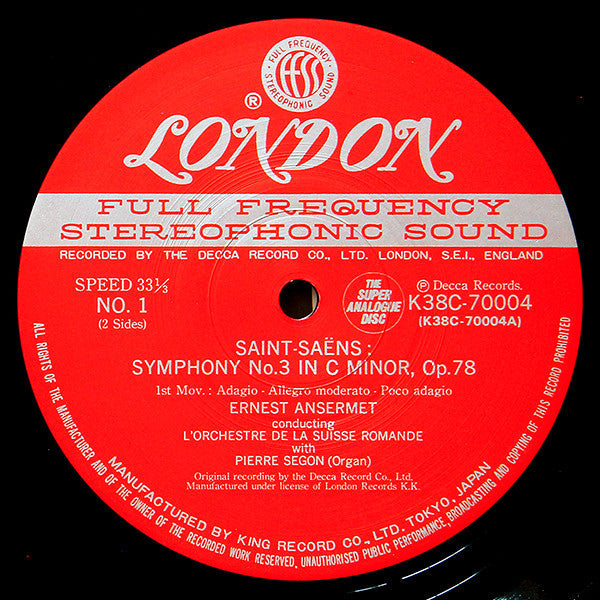 Camille Saint-Saëns - Symphony No.3 In C Minor (Vinyl, LP, Album, Stereo) Very Good Plus (VG+) / Very Good Plus (VG+)