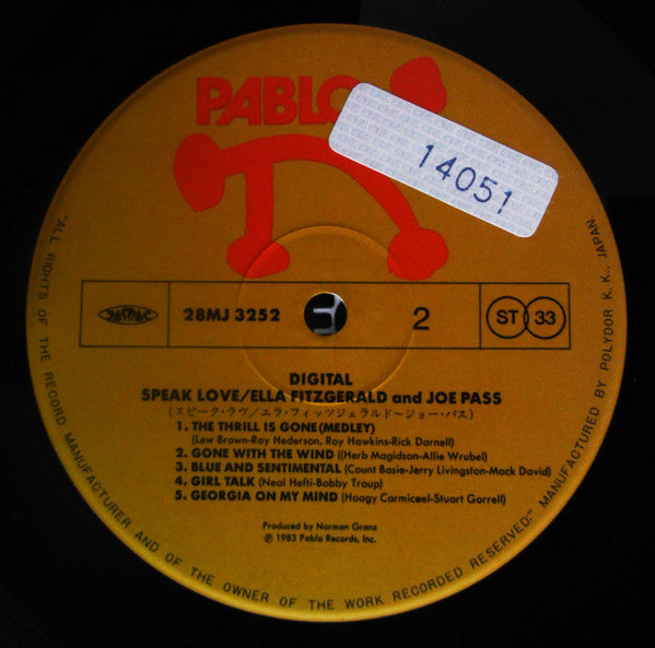 Ella Fitzgerald - Speak Love (Vinyl, LP, Album, Stereo) Very Good (VG) / Very Good (VG)