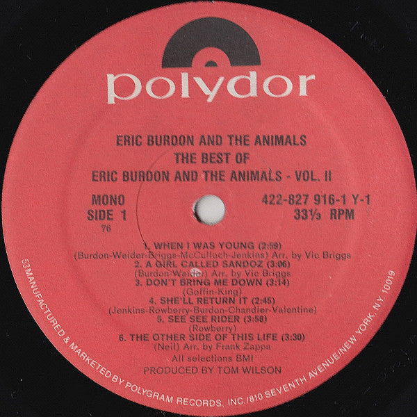 Eric Burdon & The Animals - The Best Of Eric Burdon And The Animals Vol. II (Vinyl, LP, Compilation, Mono, Reissue) Very Good Plus (VG+) / Very Good Plus (VG+)
