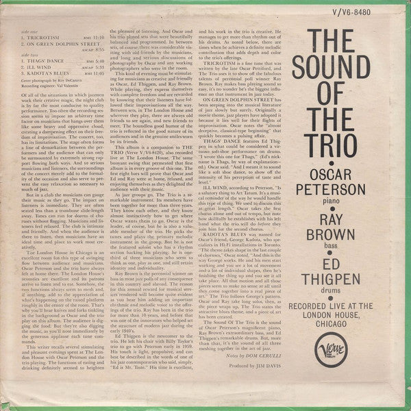 Oscar Peterson - The Sound Of The Trio (Vinyl, LP, Album, Stereo) Very Good (VG) / Good Plus (G+)