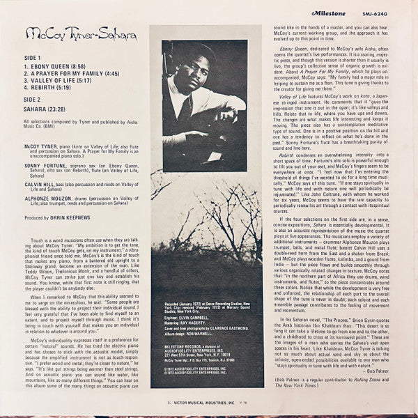 McCoy Tyner - Sahara (Vinyl, LP, Album, Reissue, Stereo) Good Plus (G+) / Very Good (VG)