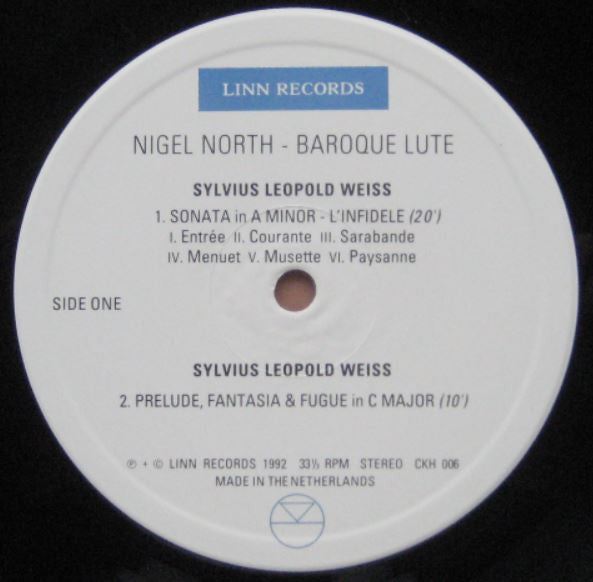 Nigel North - Baroque Lute (Vinyl, LP, Stereo) Very Good Plus (VG+) / Near Mint (NM or M-)