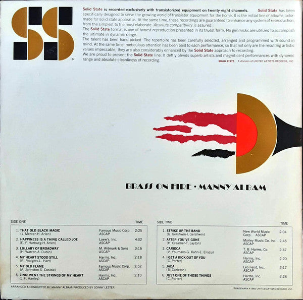 Manny Albam - Brass On Fire (Vinyl, LP) Very Good (VG) / Good Plus (G+)