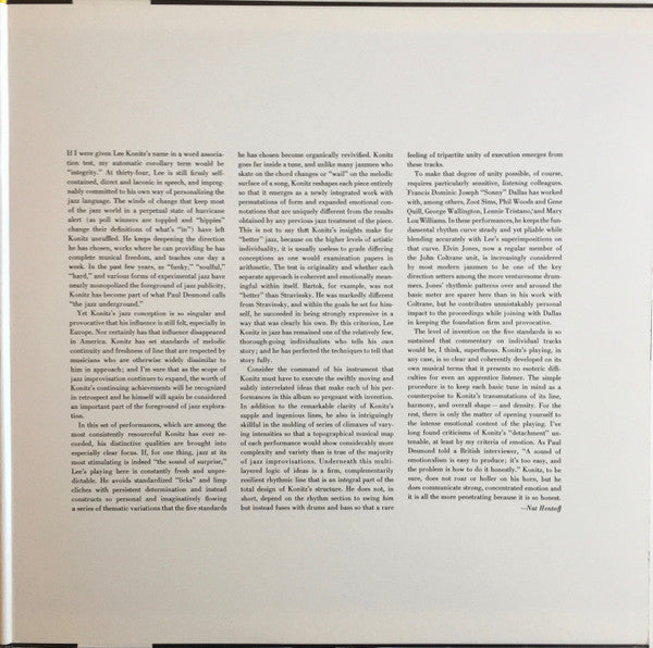 Lee Konitz - Motion (Vinyl, LP, Reissue, Stereo) Very Good Plus (VG+) / Very Good Plus (VG+)
