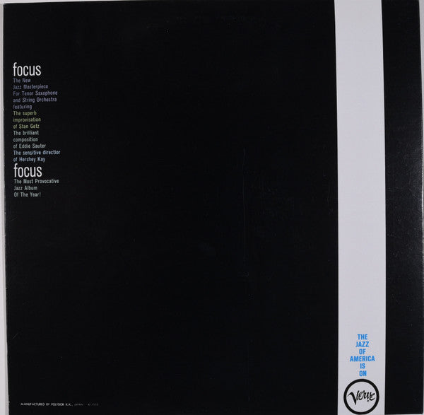 Stan Getz - Focus (Vinyl, LP, Album, Reissue, Stereo) Very Good Plus (VG+) / Good Plus (G+)