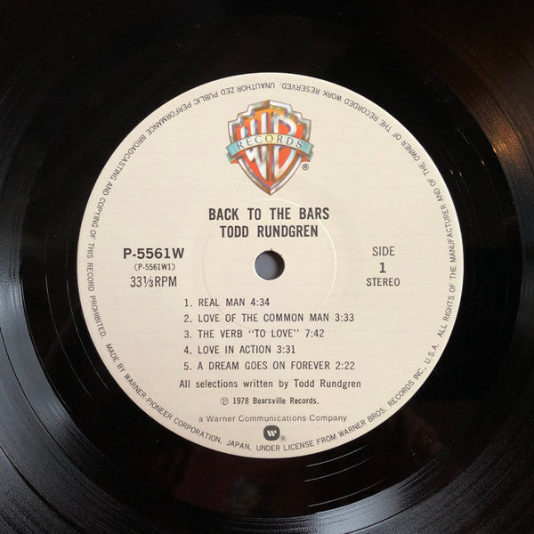 Todd Rundgren - Back To The Bars (2xVinyl, LP, Album, Stereo) Very Good Plus (VG+) / Very Good Plus (VG+)
