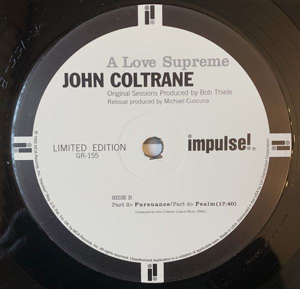 John Coltrane - A Love Supreme (Vinyl, LP, Album, Limited Edition, Reissue, Remastered, Stereo) Very Good Plus (VG+) / Very Good Plus (VG+)