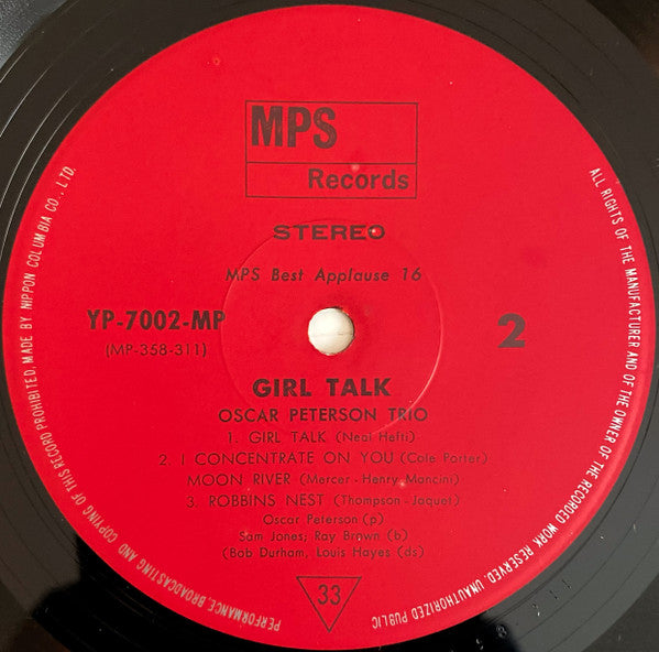 Oscar Peterson - Girl Talk (Vinyl, LP, Album, Reissue, Stereo) Very Good Plus (VG+) / Very Good Plus (VG+)