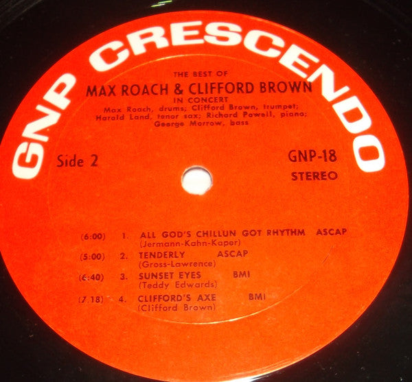 Clifford Brown And Max Roach - The Best Of Max Roach And Clifford Brown In Concert (Vinyl, LP, Album, Reissue, Stereo) Very Good (VG) / Very Good (VG)