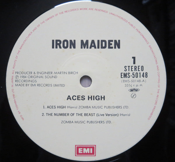 Iron Maiden - Aces High (Vinyl, 12", 33 ⅓ RPM, Mini-Album, Maxi-Single, Stereo) Near Mint (NM or M-) / Near Mint (NM or M-)