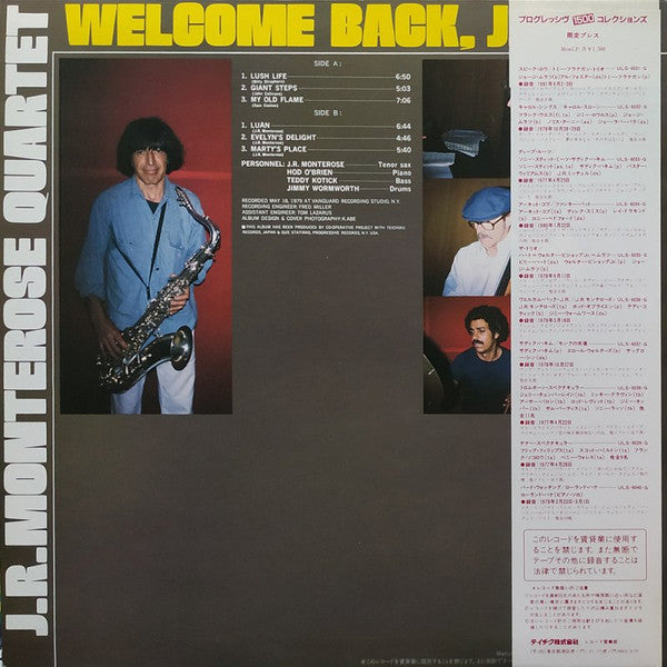JR Monterose Quartet - Welcome Back JR! (Vinyl, LP, Album) Very Good (VG) / Very Good (VG)