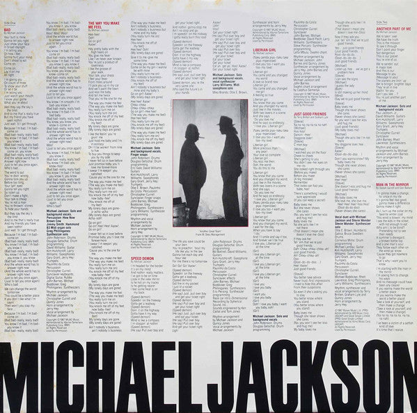 Michael Jackson - Bad (Vinyl, LP, Album, Promo) Very Good Plus (VG+) / Very Good (VG)
