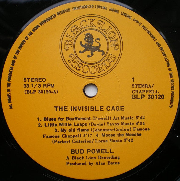 Bud Powell - The Invisible Cage (Vinyl, LP, Album, Reissue, Remastered, Stereo) Very Good (VG) / Very Good (VG)