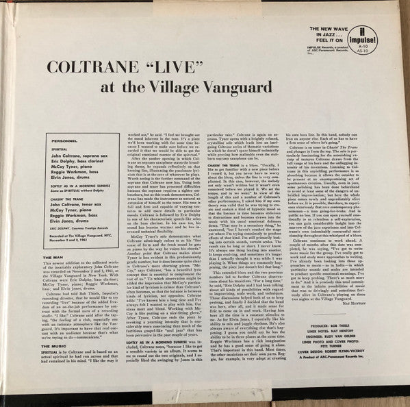 John Coltrane - "Live" At The Village Vanguard (Vinyl, LP, Album, Reissue, Stereo) Very Good Plus (VG+) / Very Good Plus (VG+)
