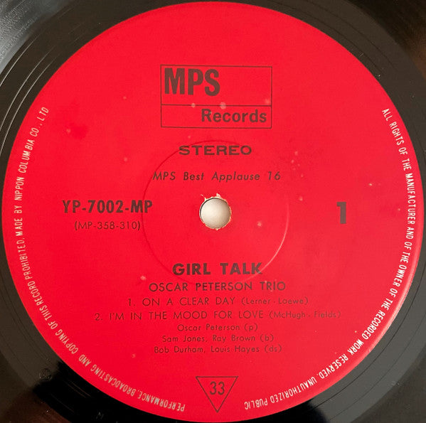 Oscar Peterson - Girl Talk (Vinyl, LP, Album, Reissue, Stereo) Very Good Plus (VG+) / Very Good Plus (VG+)