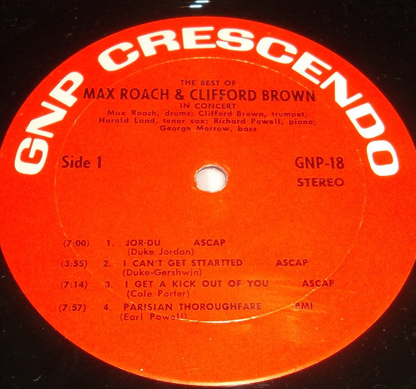 Clifford Brown And Max Roach - The Best Of Max Roach And Clifford Brown In Concert (Vinyl, LP, Album, Reissue, Stereo) Very Good (VG) / Very Good (VG)