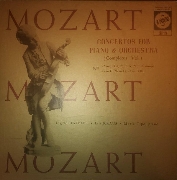 Wolfgang Amadeus Mozart - Concertos For Piano & Orchestra (Complete): Vol. 1 (Concerto Nos. 22 Through 27) (3xVinyl, Box Set, LP, Compilation, Mono) Very Good (VG) / Very Good (VG)