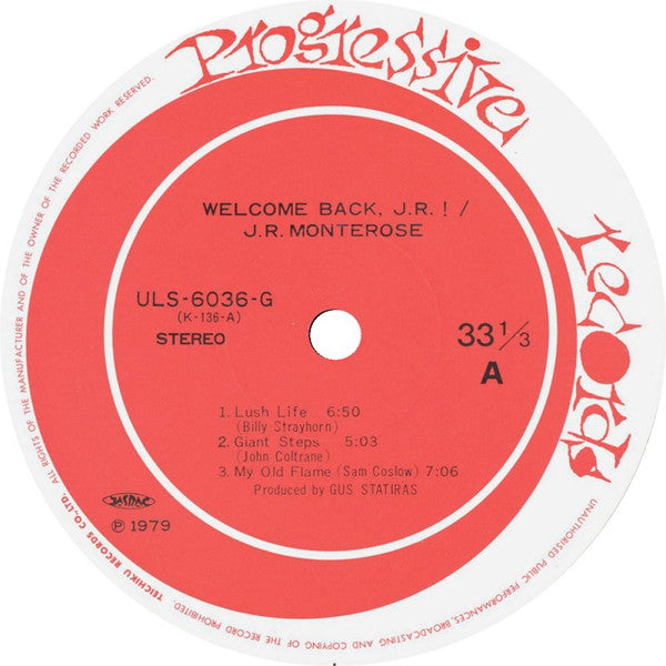 JR Monterose Quartet - Welcome Back JR! (Vinyl, LP, Album) Very Good (VG) / Very Good (VG)