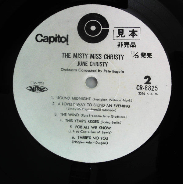June Christy - The Misty Miss Christy (Vinyl, LP, Promo, Mono) Very Good Plus (VG+) / Very Good Plus (VG+)